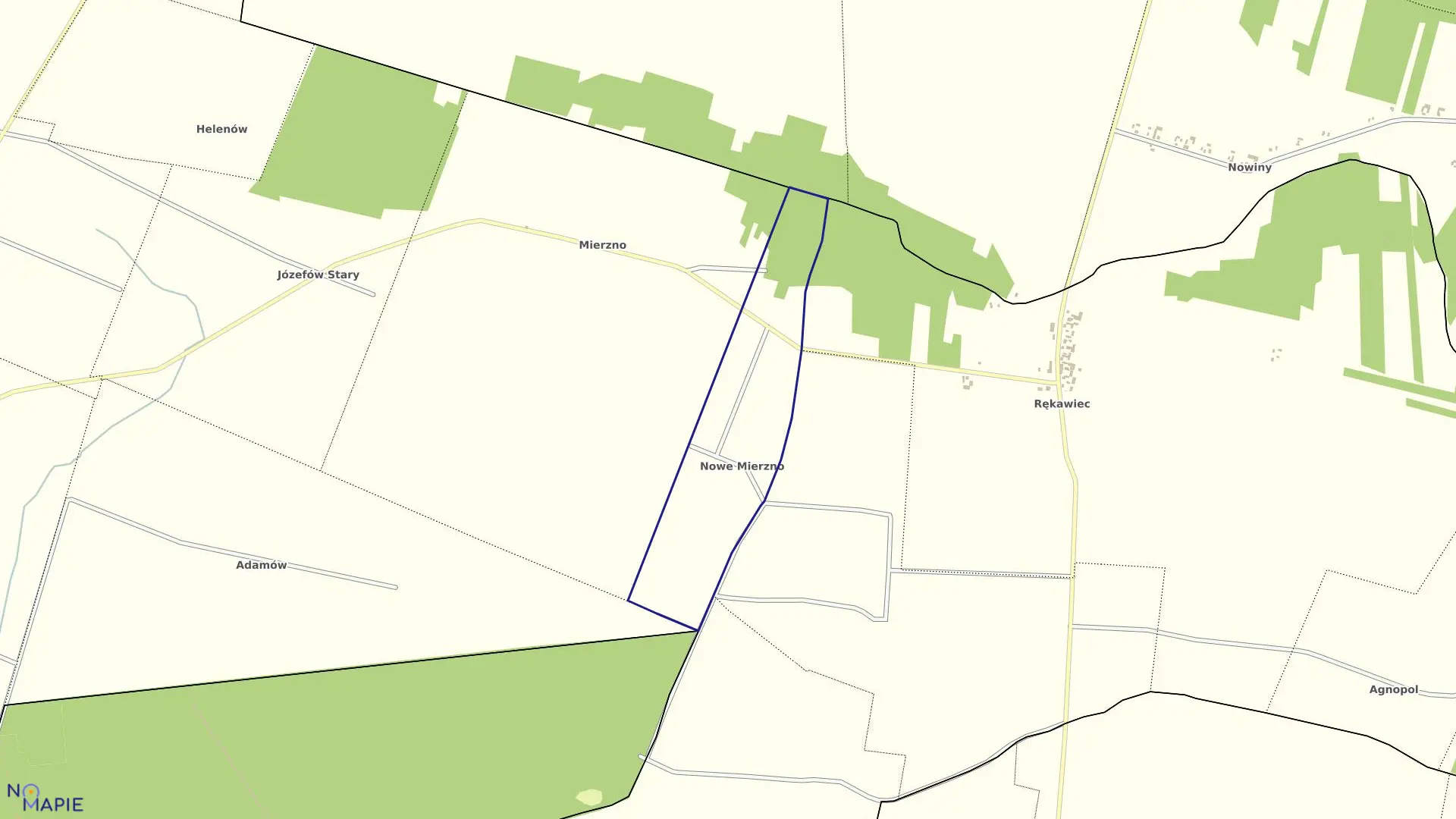 Mapa obrębu MIERZNO MAŁE w gminie Budziszewice